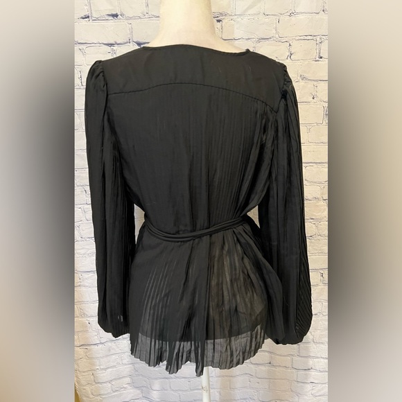Banana Republic Black CHIFFON PLEATED BLOUSE Medium - Picture 5 of 6